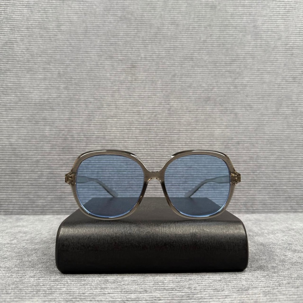 Oversized Square Sunglasses Translucent Grey Frame Blue Tinted Lenses Retro Y2k
